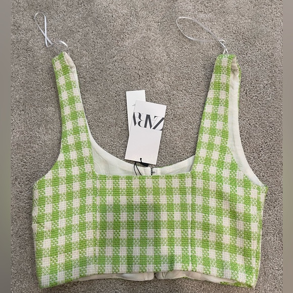 NWT! Sold out! Zara structured checkered corset, size M - Picture 3 of 4